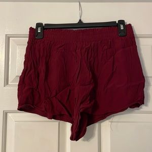 forever 21 maroon flowy shorts